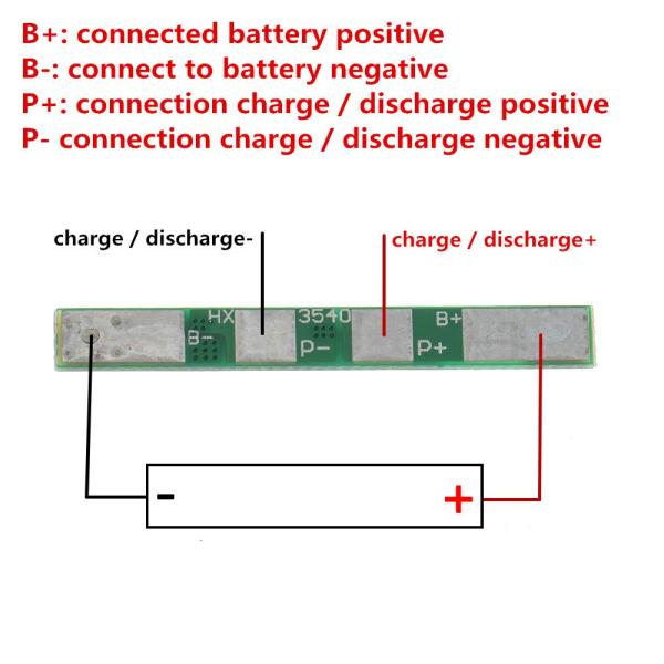 Lithium Battery Cell 18650 - 3.7V, 1S - 4A BMS