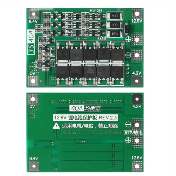 3S 40A BMS - 3.7V Li-ion 18650 Battery Charger - Battery Manager